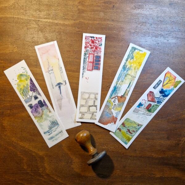 Marque-page aquarelle originale les 5 saisons