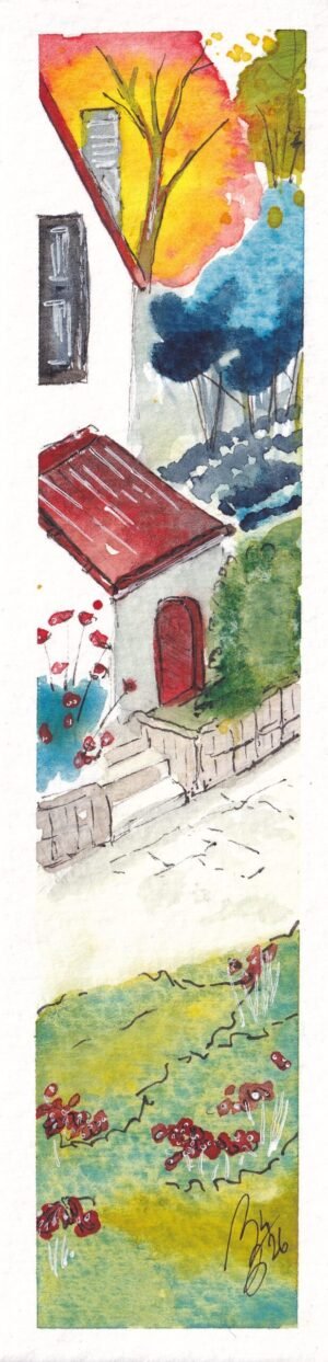 Marque-page aquarelle originale maison Dernier Été
