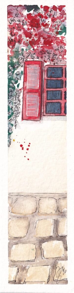 Marque-page aquarelle originale Fenetre Sur Cour